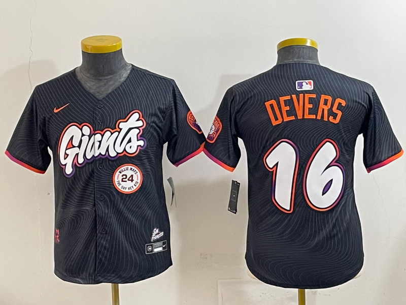 Men 2025 San Francisco Giants #16 Devers Black Joint Name Nike MLB Jersey style 07